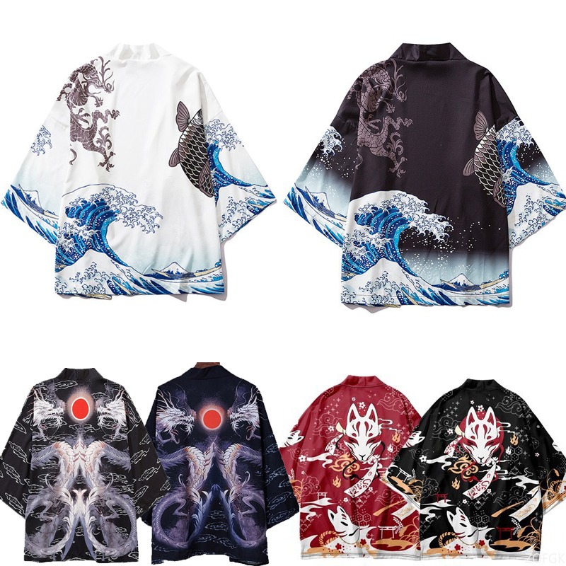 Women'S Fashion Kimono - Kimono Cape imprimée Harajuku Haori de