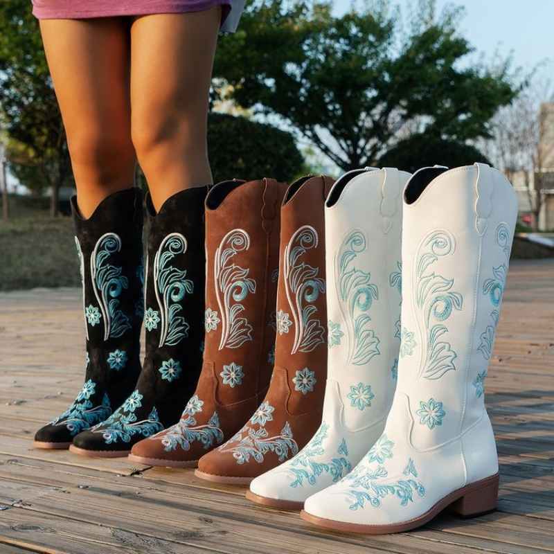 Women'S Fashion Rain Boots - Bottes de chevalier rétro pour femmes,