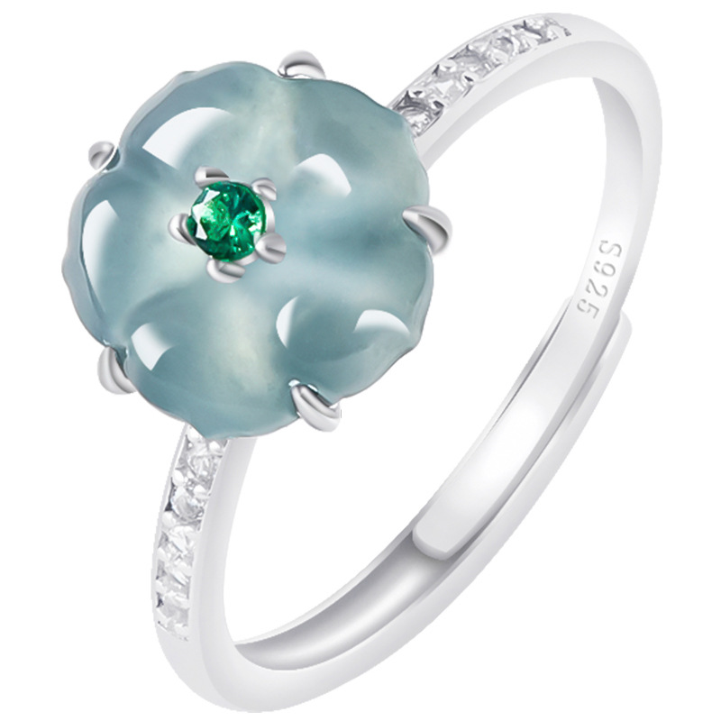 Women'S Fashion Gifts - Bagues en jade birman bleu, argent