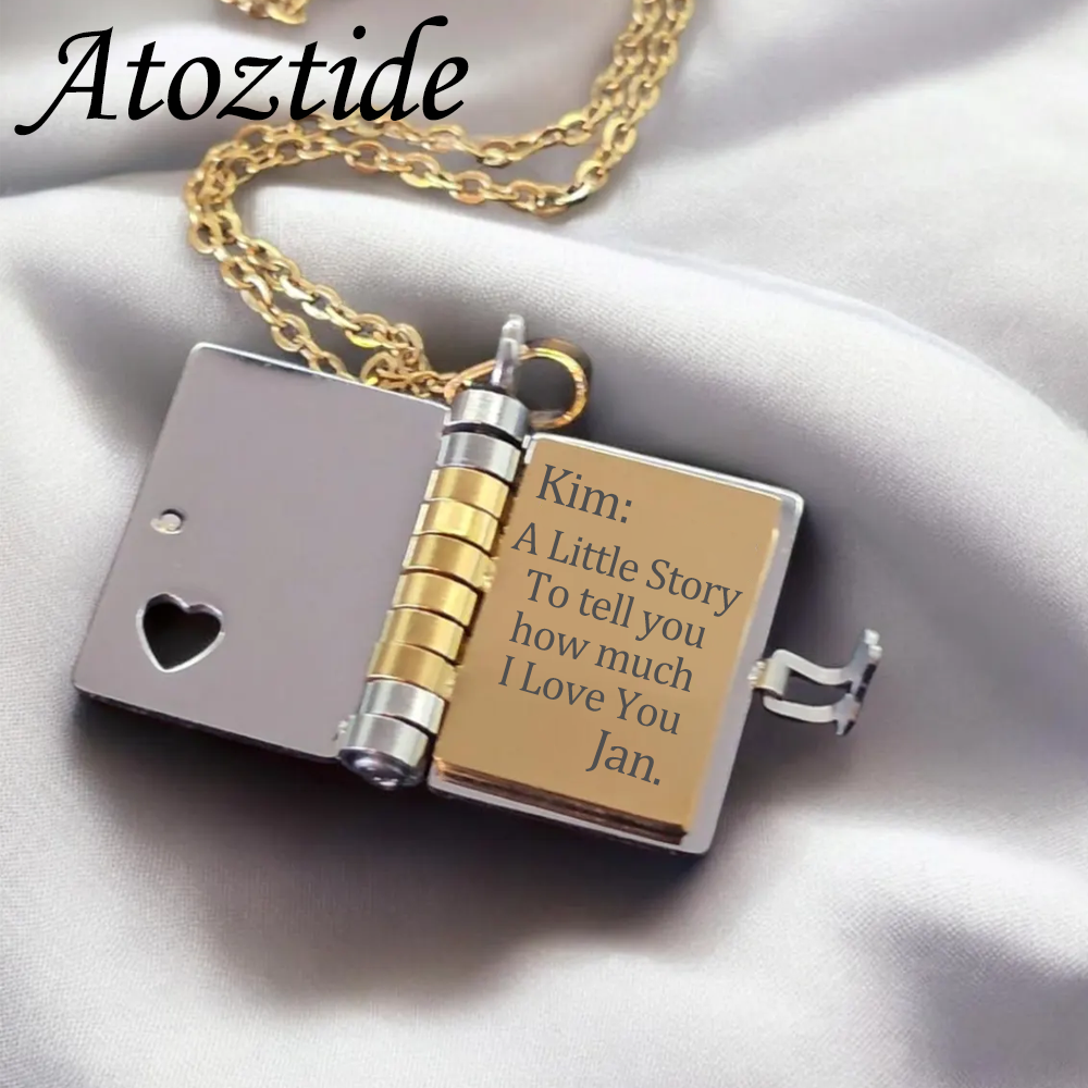 Women'S Fashion Petite - Atoztide-Collier Médaillon Gravé pour Femme, Petit