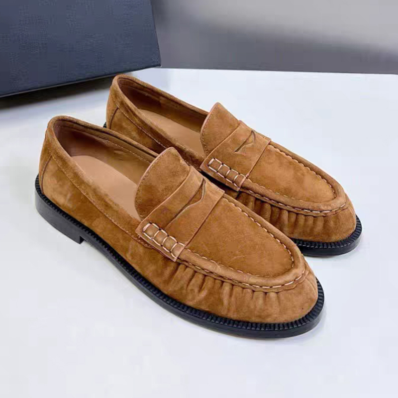 Women'S Fashion Walking Shoes - Mocassins à bout rond en cuir