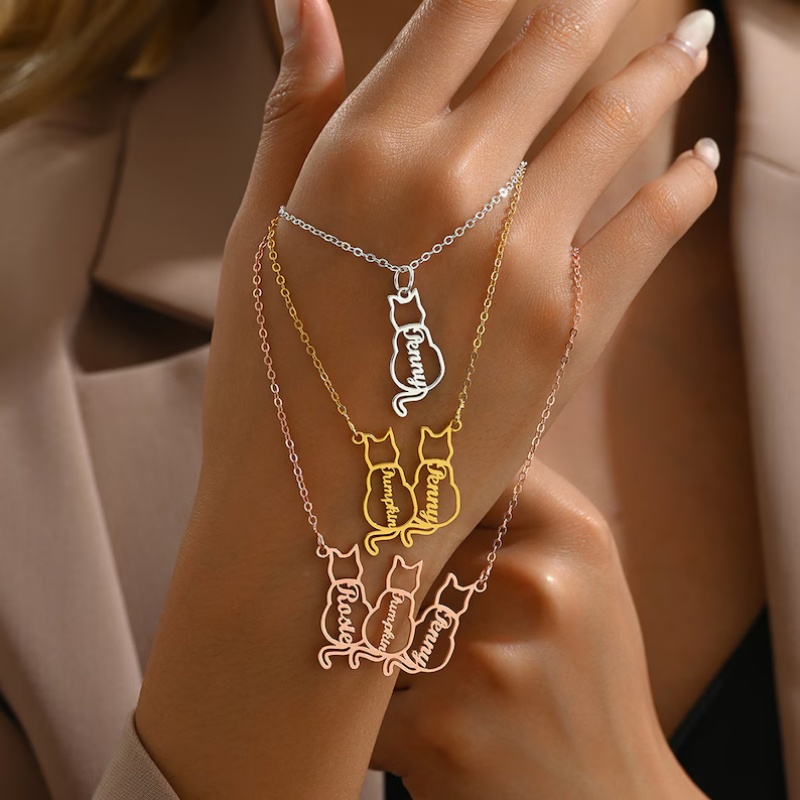 Xl Women'S Fashion - Collier personnalisé avec nom de chat,