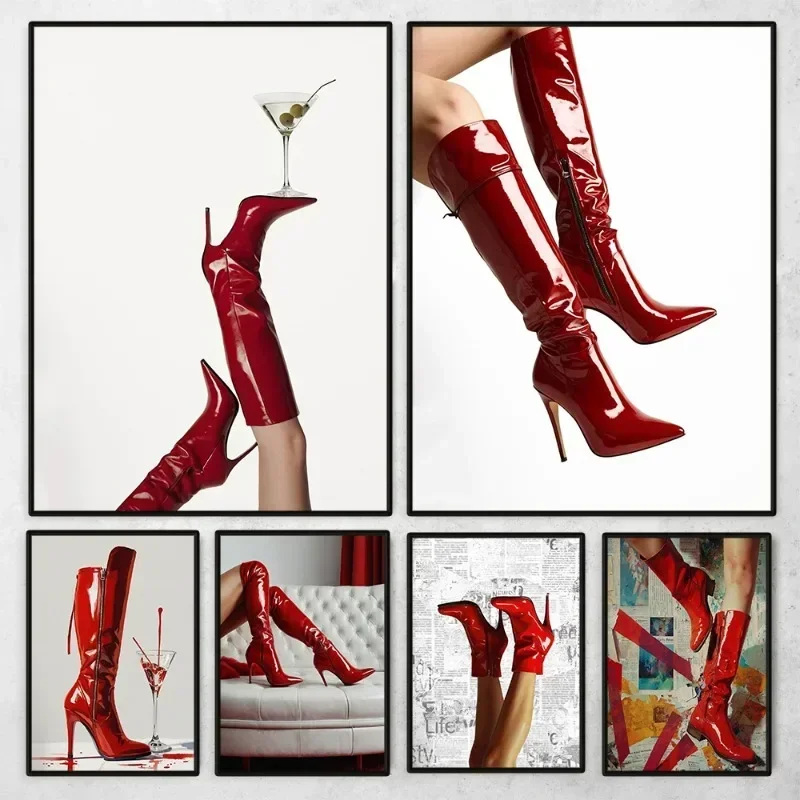 Women'S Fashion Magazine - Affiche Femme Sexy aux Bottes Rouges,