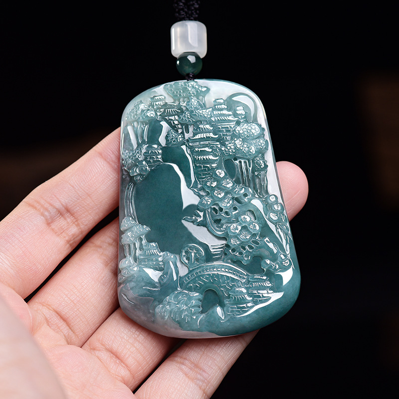 Women'S Fashion Gifts - Collier pendentif paysage en jadéite birmane