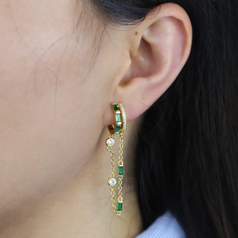 Women'S Fashion Petite - Couleur or Micro pavé vert blanc