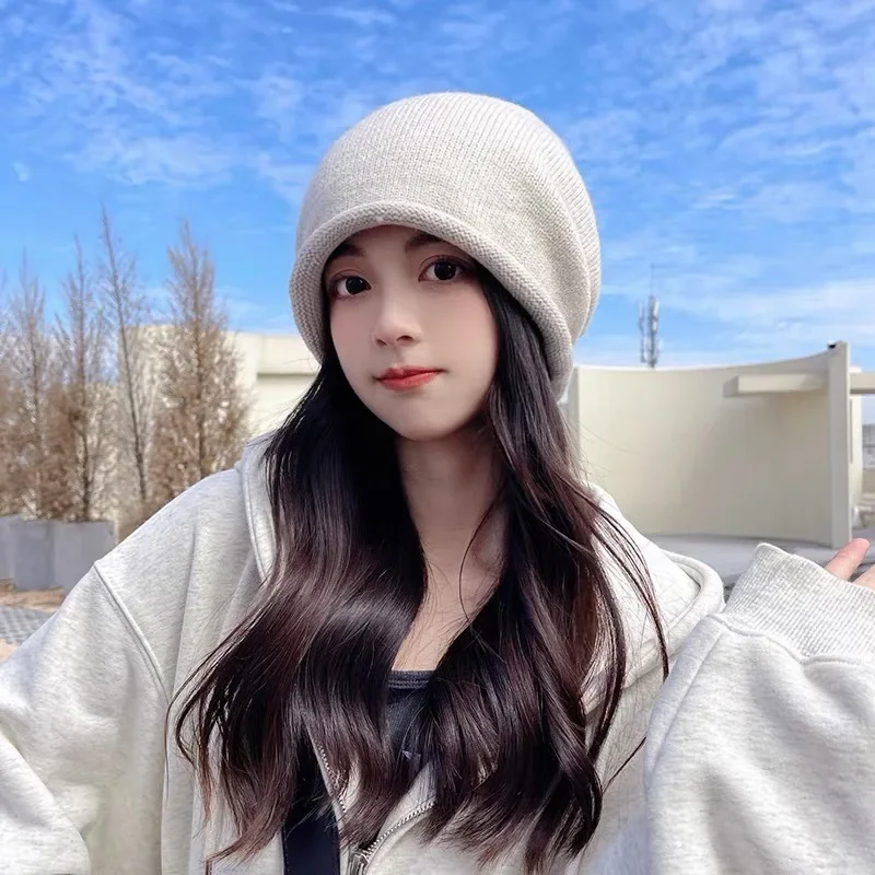 Women Fashion Hats - Bonnet tricoté capuche femme hiver chaud