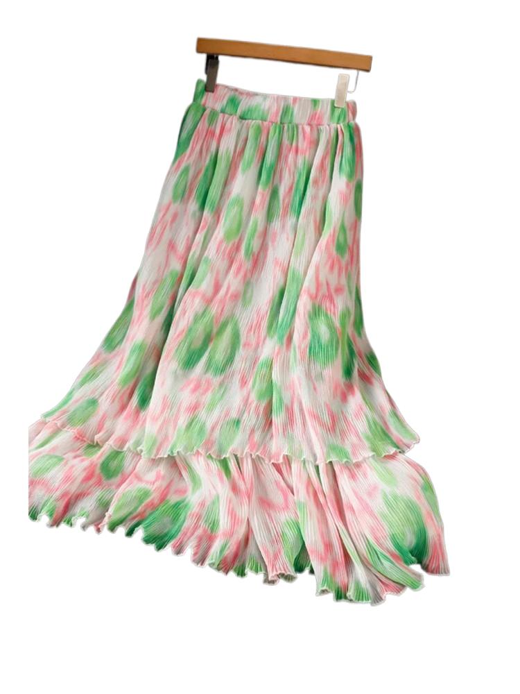 Pleated Skirt Women - Jupe plissée en mousseline de soie,