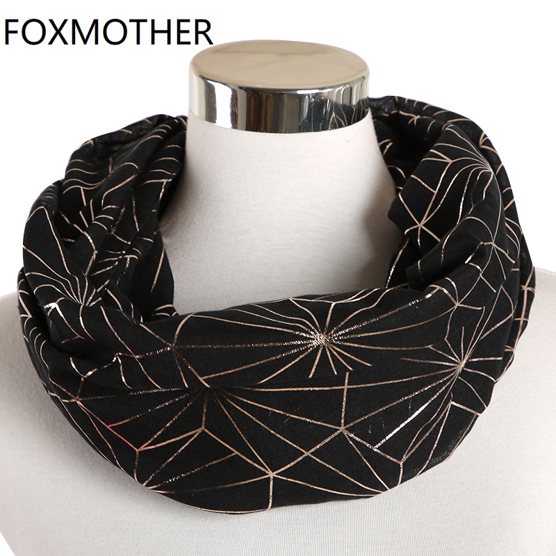 Women'S Fashion Rings Gold - FOXMOTHER-Écharpe Hijab à Carreaux en Feuille