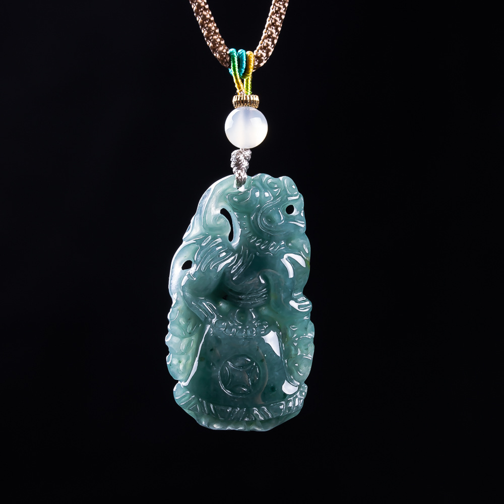 Women'S Fashion Gifts - Pendentif Pixiu en jadéite birmane, talisman