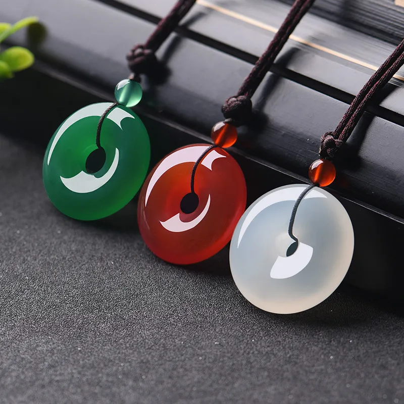 Women Fashion Jewellery - Pendentif beignet en Jade multicolore naturel,