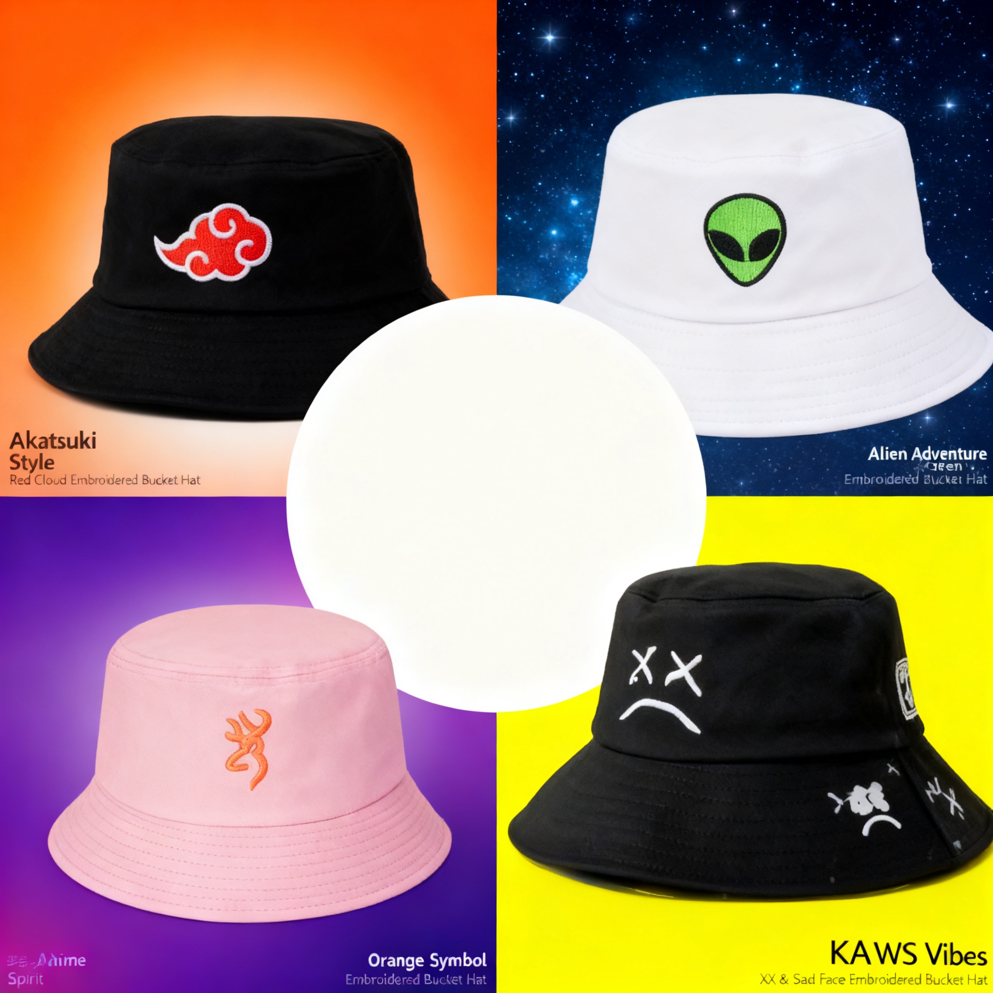 Women Fashion Hats - Nouveau Chapeau Bob Brodé Nuage Rouge