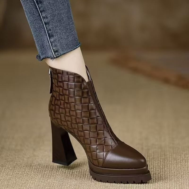 Women'S Fashion Rain Boots - Bottes ort rétro à talons hauts