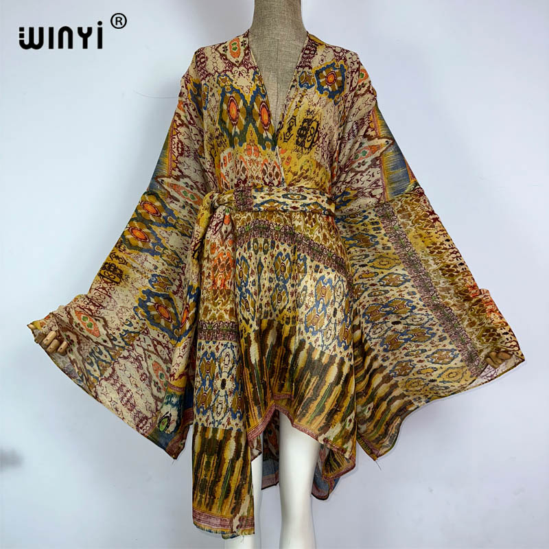 Women'S Fashion Kimono - WINYI-Kimono avec ceinture pour femmes, tenue