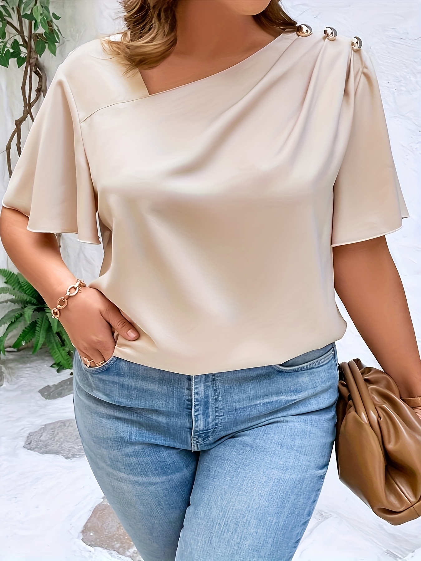 Women'S Fashion Jersey - Grande taille tempérament Blouse décontracté ample