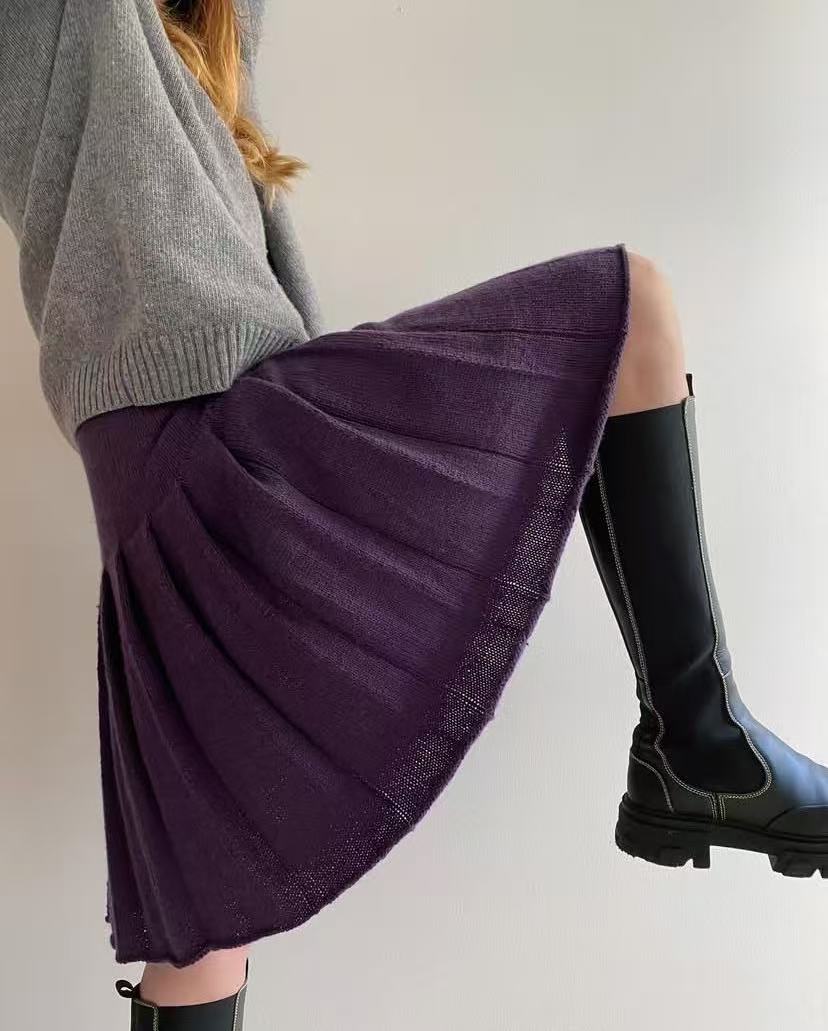 Pleated Skirt Women - Jupe plissée rétro taille haute amincissante