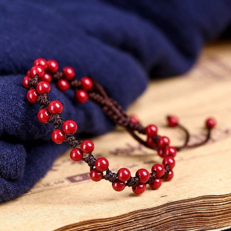 Women Fashion Jewellery - Bracelet personnalisé en cinabre rouge naturel,