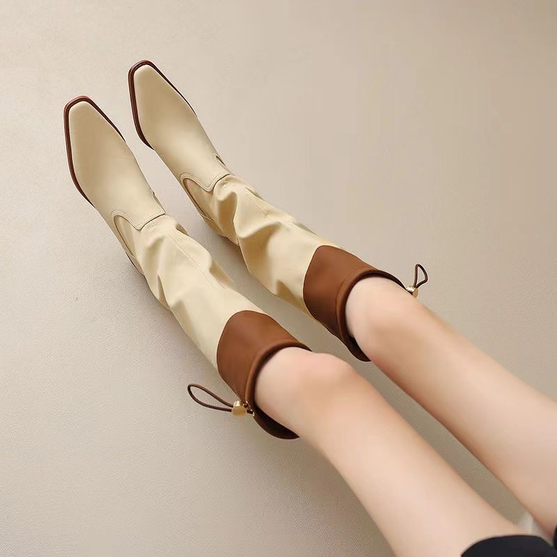 Women'S Fashion Trends 2025 - Abricot bout carré femmes bottes longues