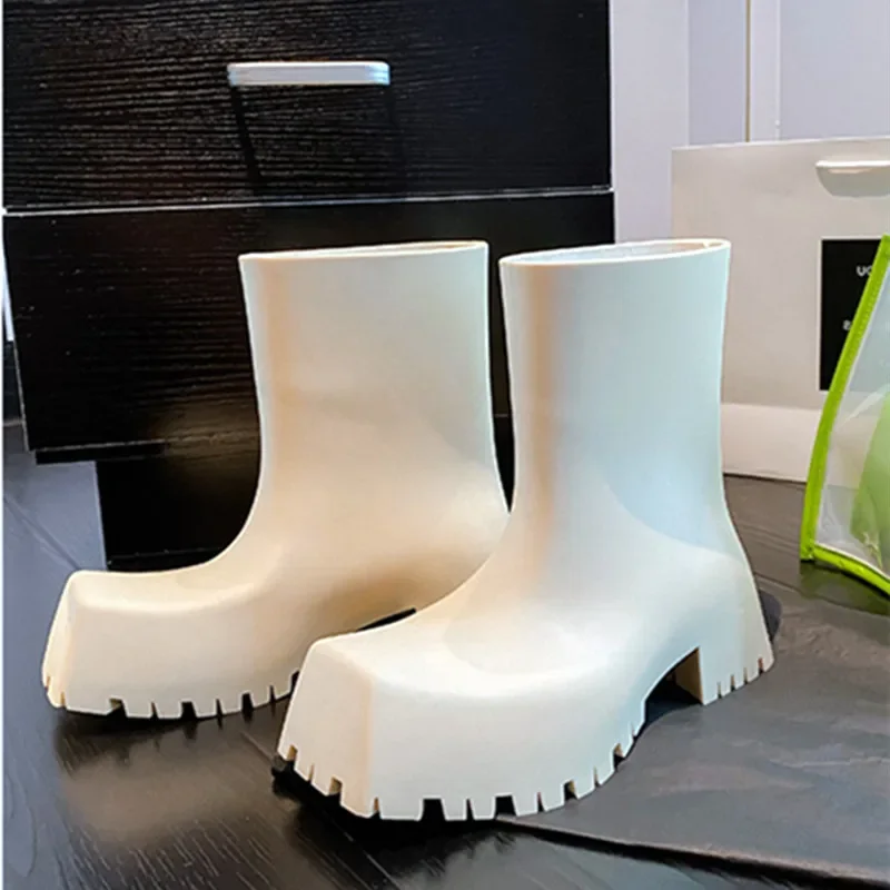 Women'S Fashion Rain Boots - Bottines en cuir PU souple de