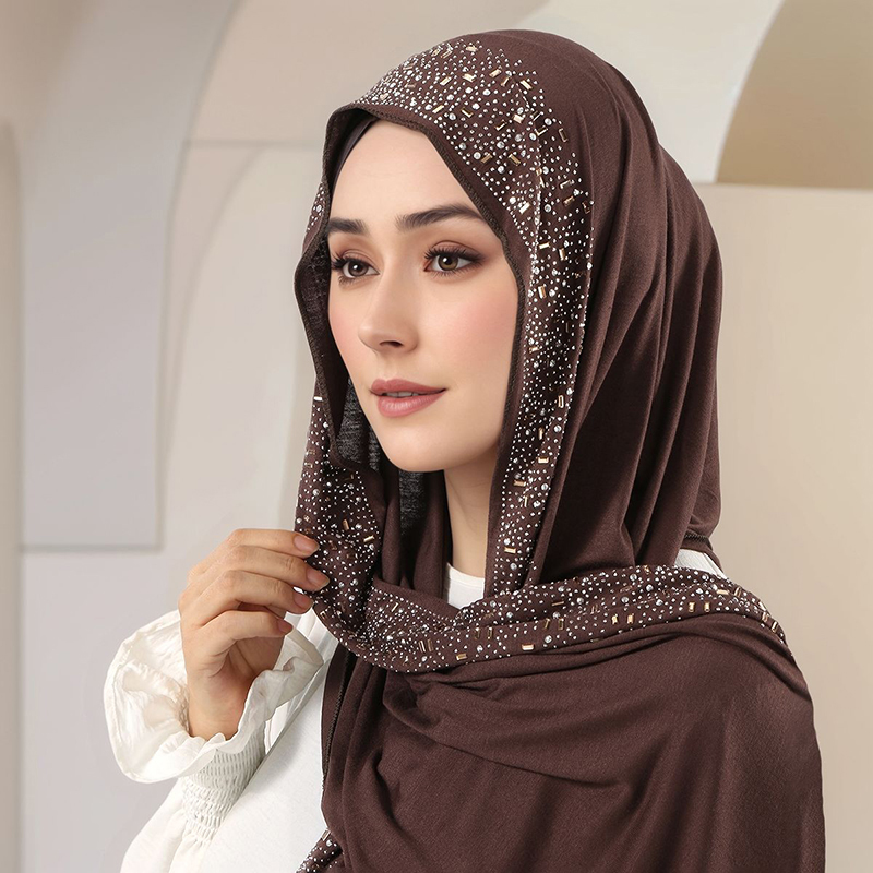 Women'S Fashion Jersey - Hijab en jersey de coton scintillant