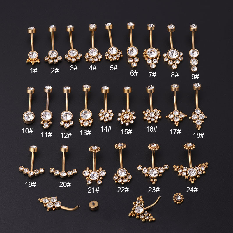 Women'S Fashion Rings Gold - Anneaux de nombril en zircon doré,