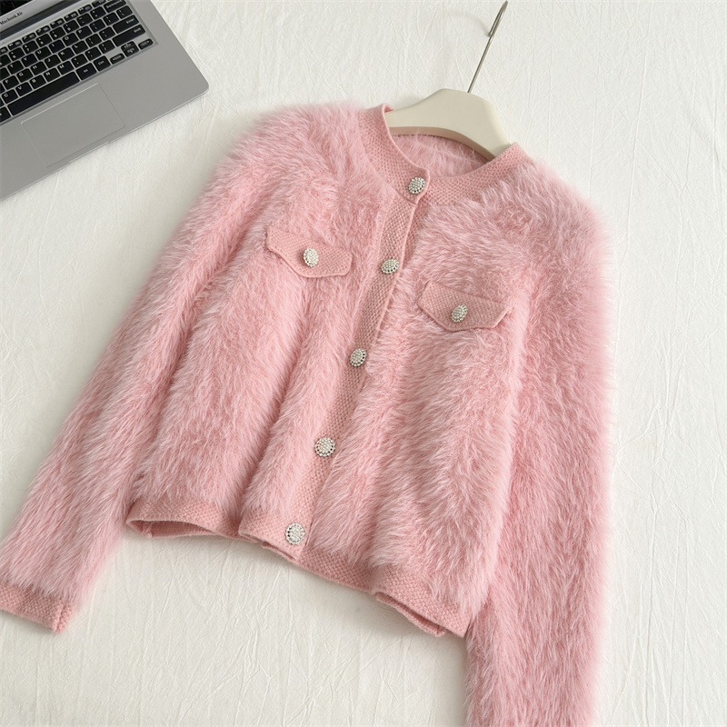 Xl Women'S Fashion - Mohair-Cardigan en tricot jacquard pour femme,