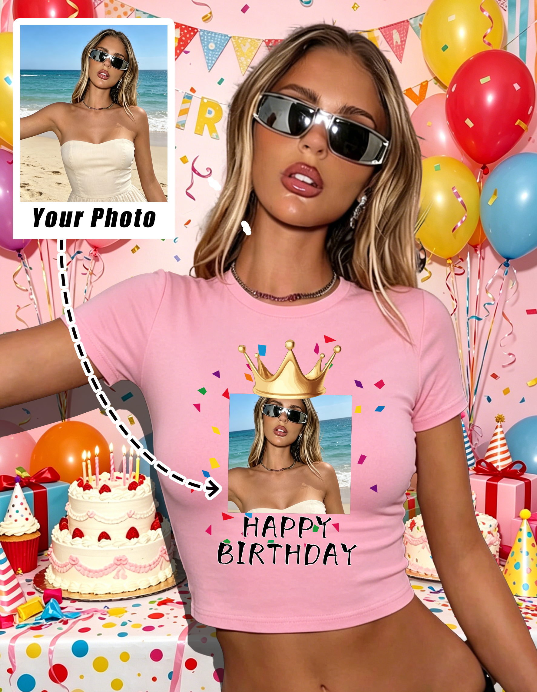 Women Fashion Logo - T-shirt court slim personnalisé avec logo