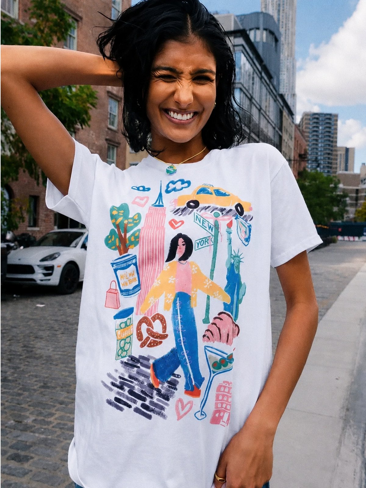 Women'S Fashion York - T-shirt en coton pour femme, motif