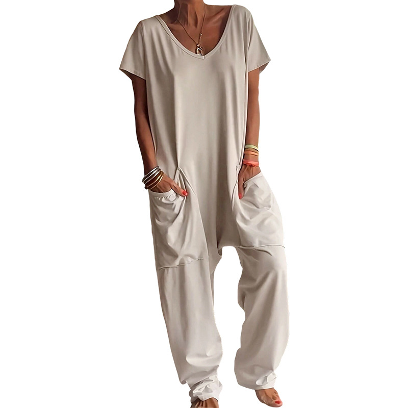 Combinaisons amples à col en V - Women'S Fashion Overalls avis et prix