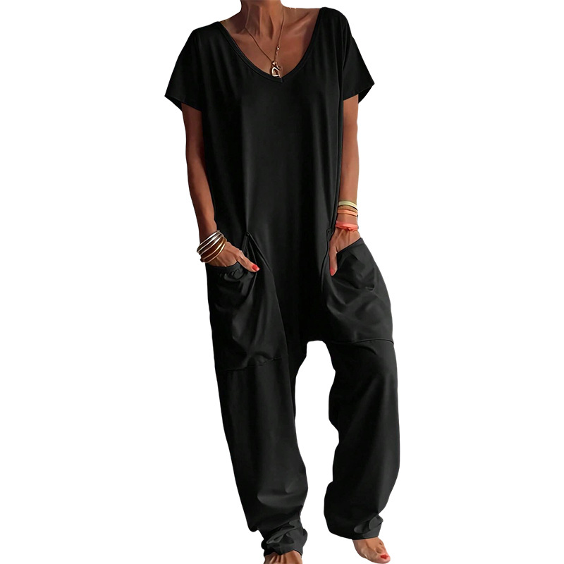 Combinaisons amples à col en V - Women'S Fashion Overalls avis et prix