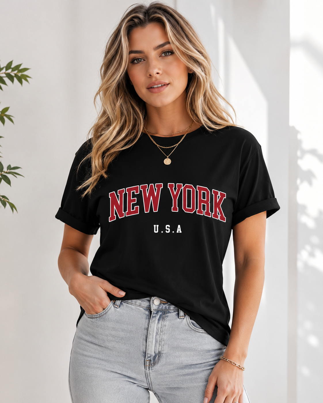 T-shirt imprimé style New York - Women'S Fashion York avis et prix