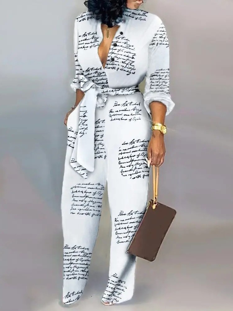 Femmes mode lettre imprimer à  - Women'S Fashion Overalls avis et prix
