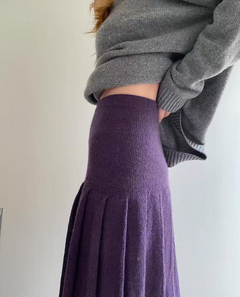 Jupe plissée rétro taille haut - Pleated Skirt Women avis et prix