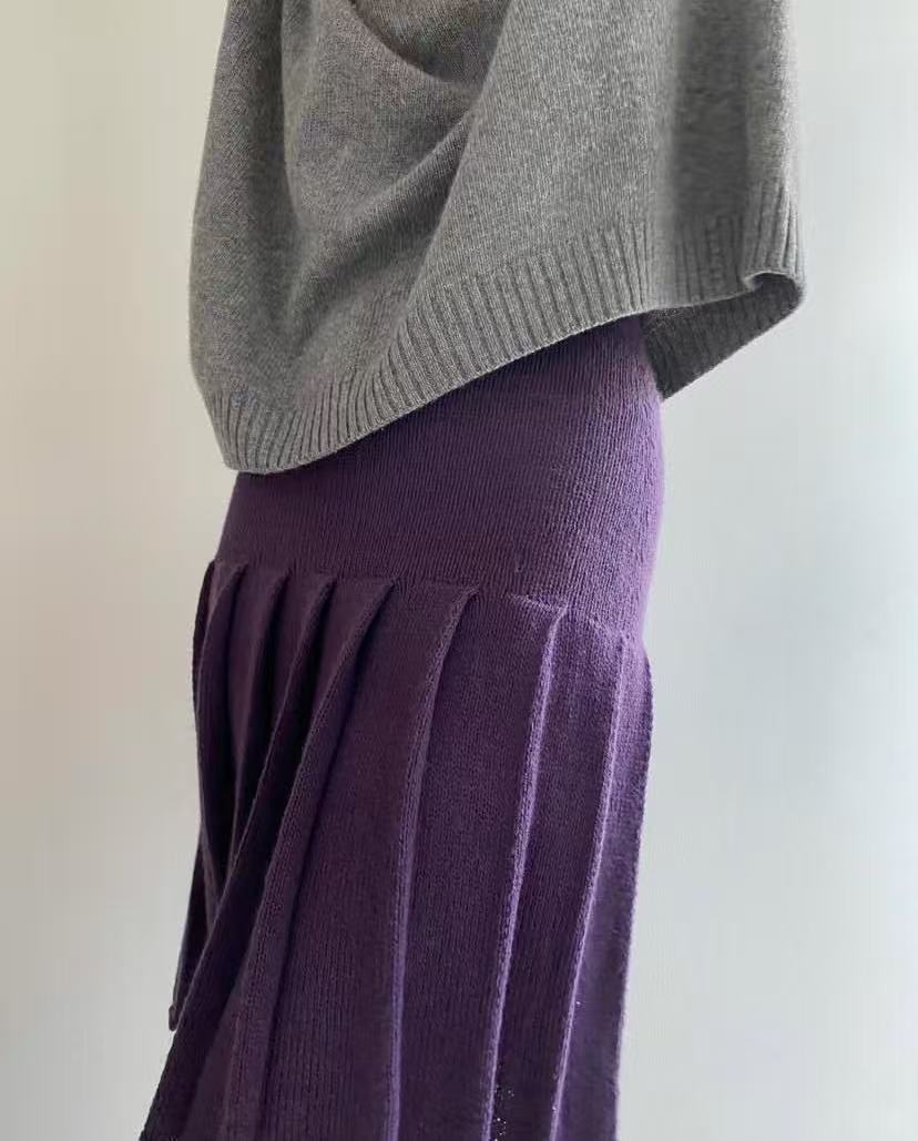 Jupe plissée rétro taille haut - Pleated Skirt Women avis et prix