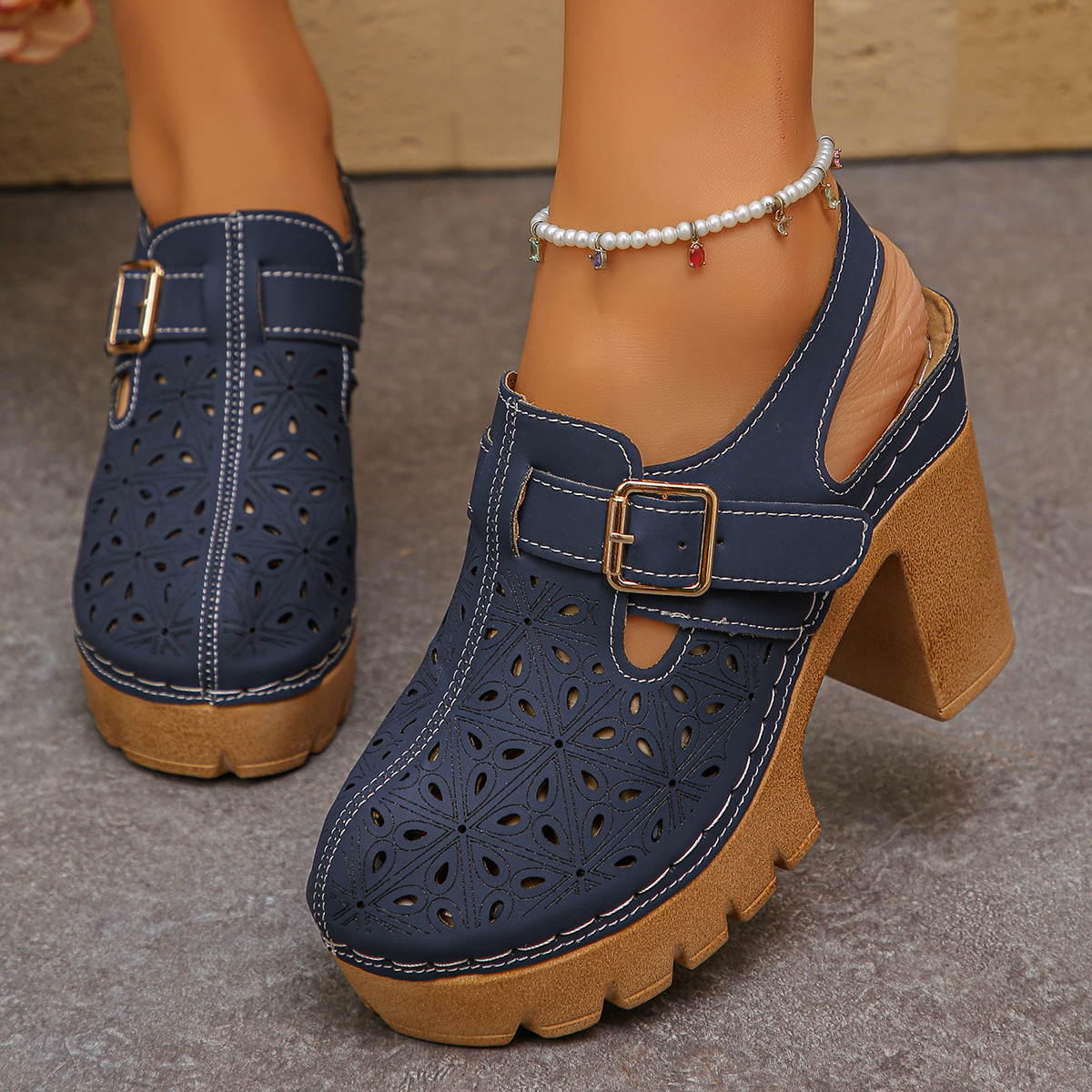 Sandales à talons épais pour f - Women Fashion Hats avis et prix
