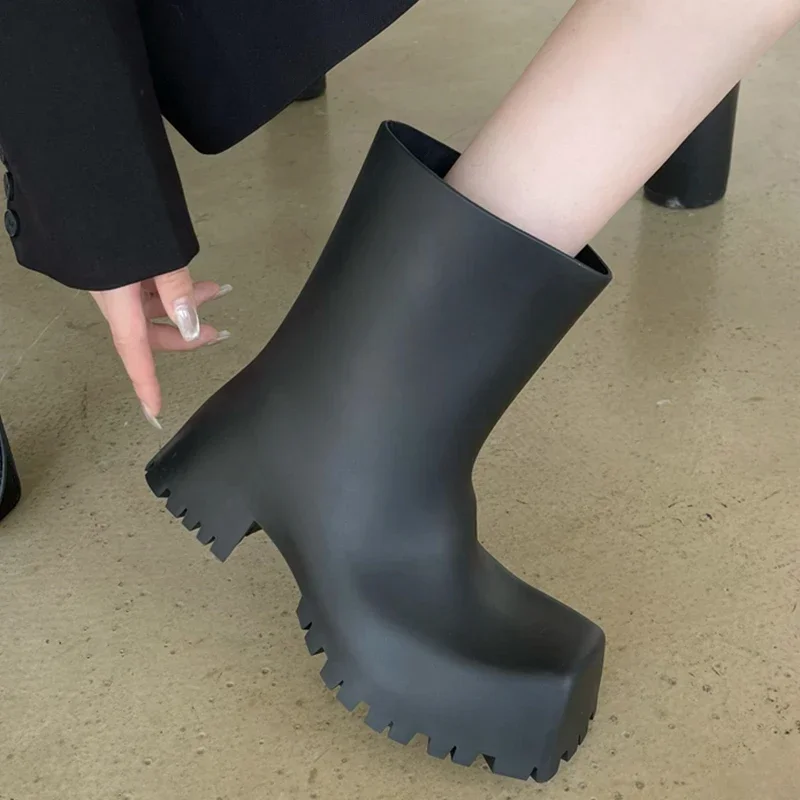 Bottines en cuir PU souple de  - Women'S Fashion Rain Boots avis et prix