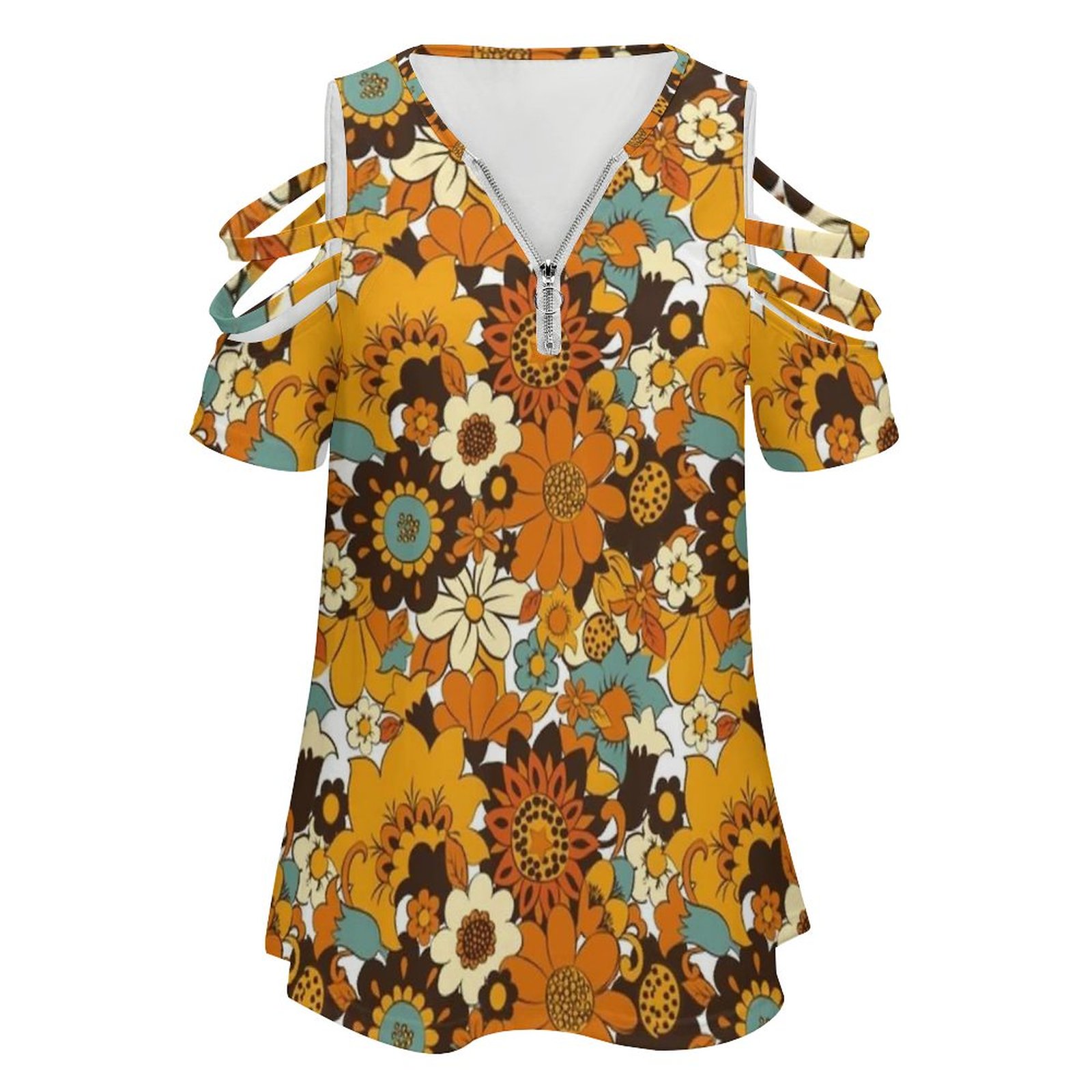 T-Shirt manches courtes col en - Women'S Fashion In The 70S avis et prix
