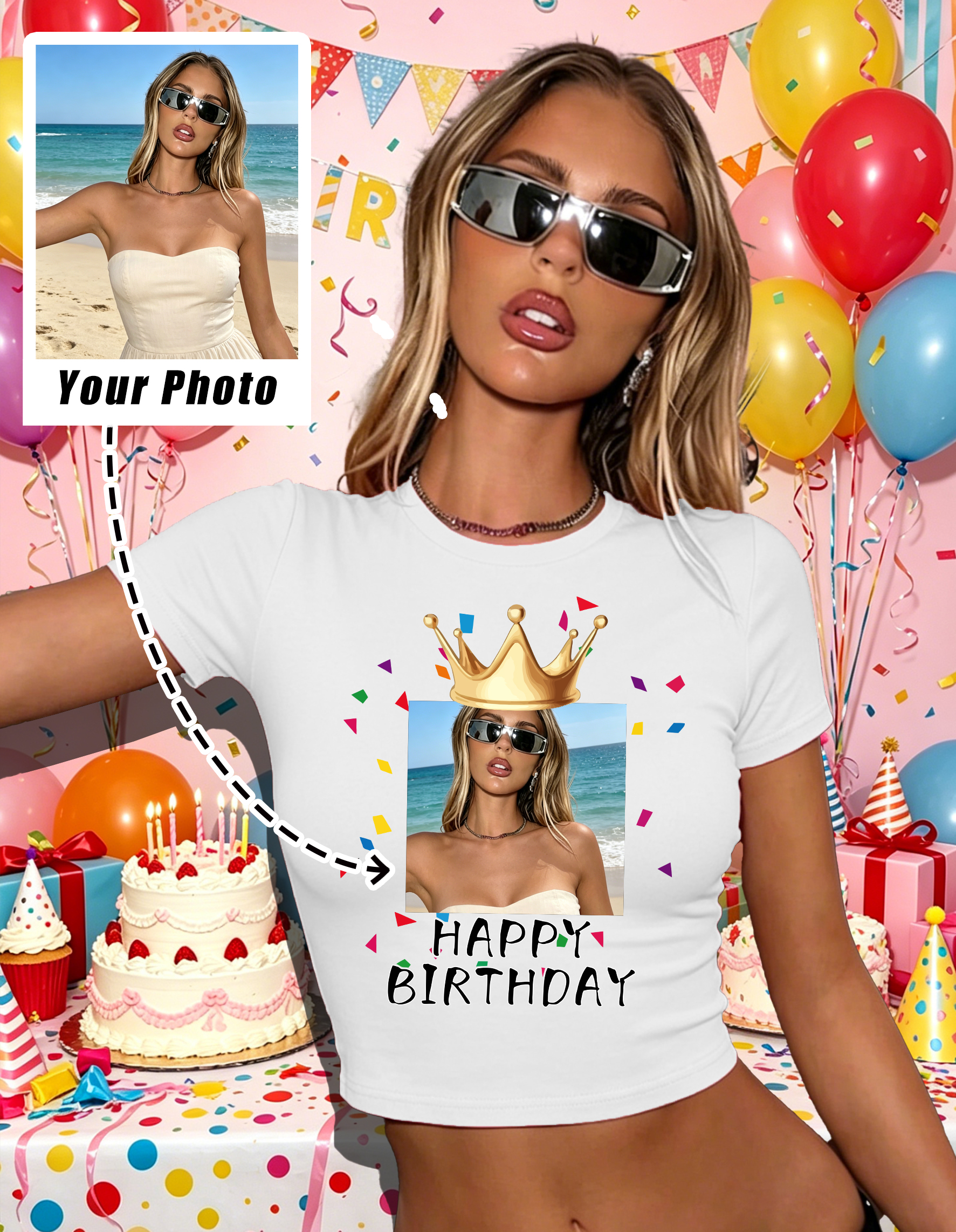 T-shirt court slim personnalis - Women Fashion Logo avis et prix