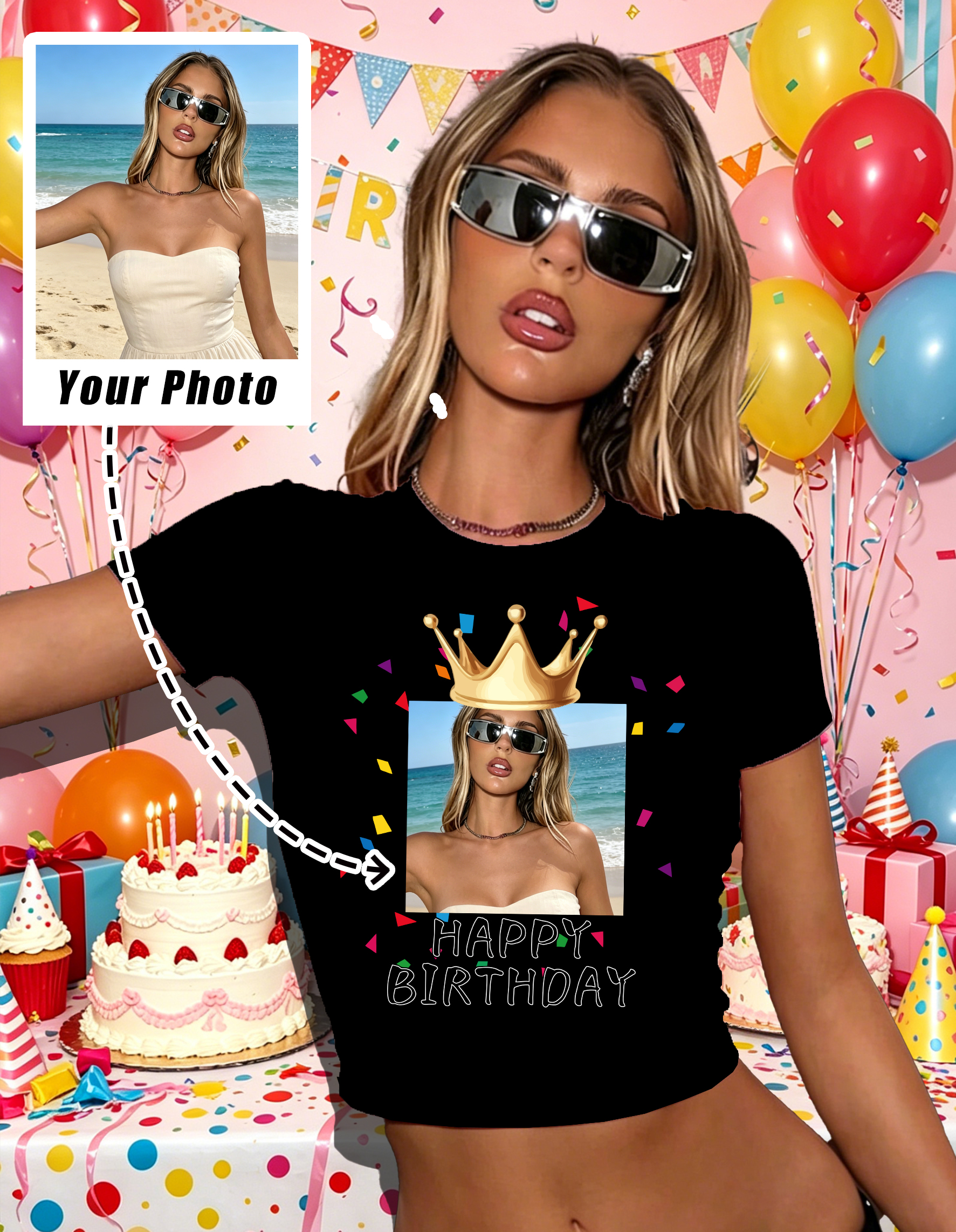 T-shirt court slim personnalis - Women Fashion Logo avis et prix
