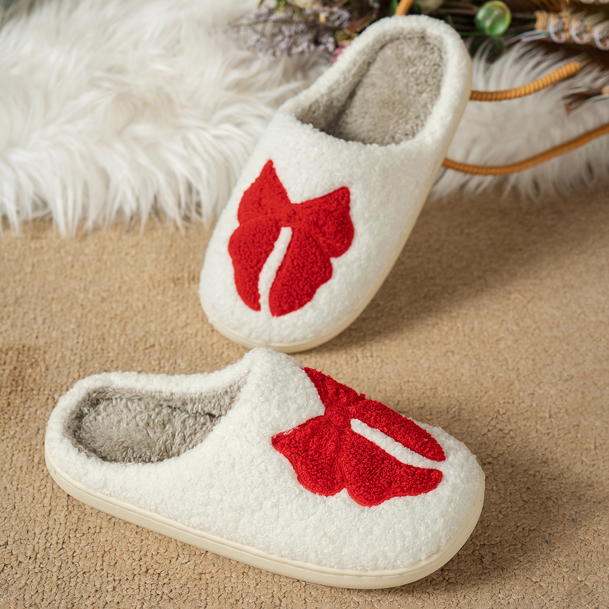 Pantoufles d'hiver en peluche  - Women Fashion Simple avis et prix