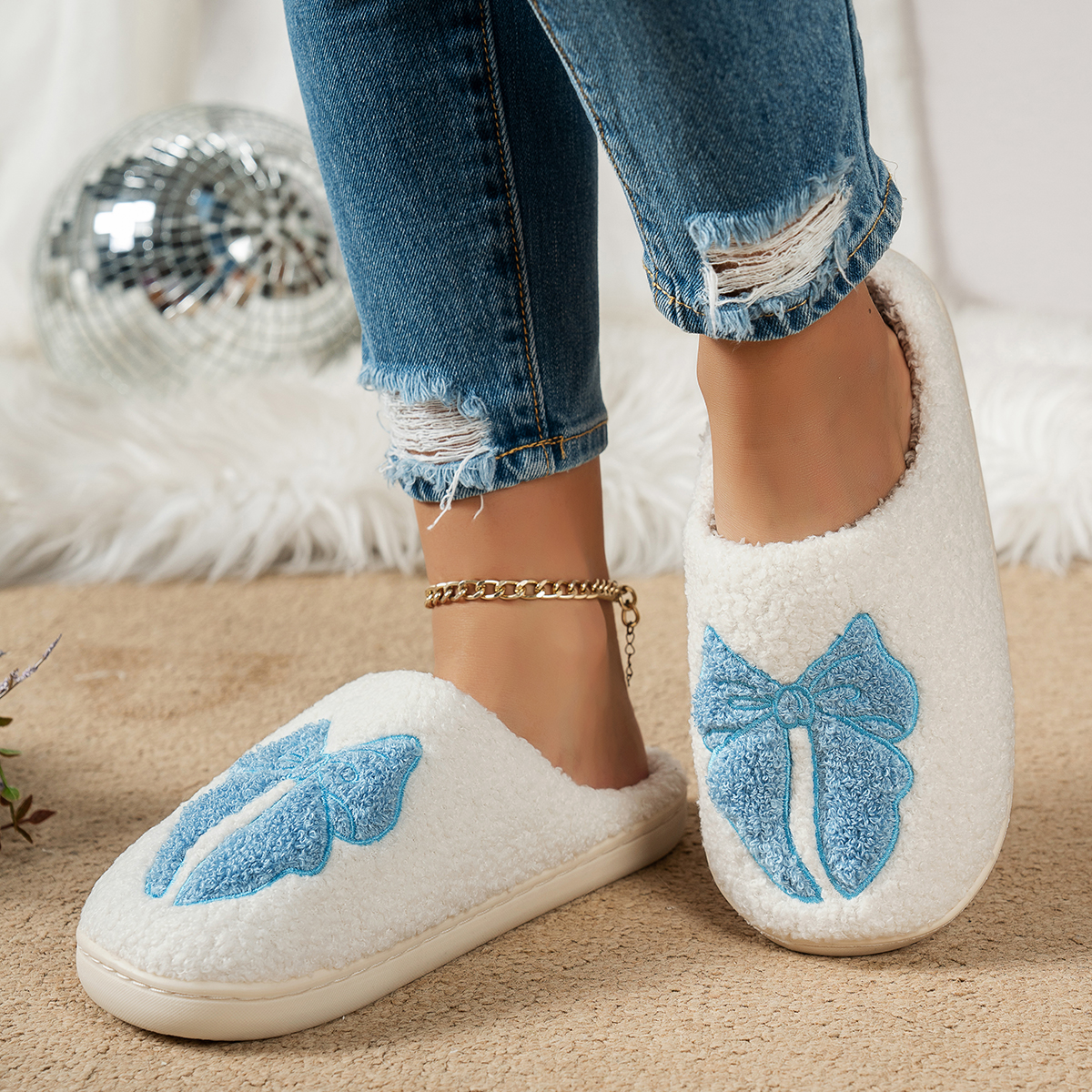 Pantoufles d'hiver en peluche  - Women Fashion Simple avis et prix